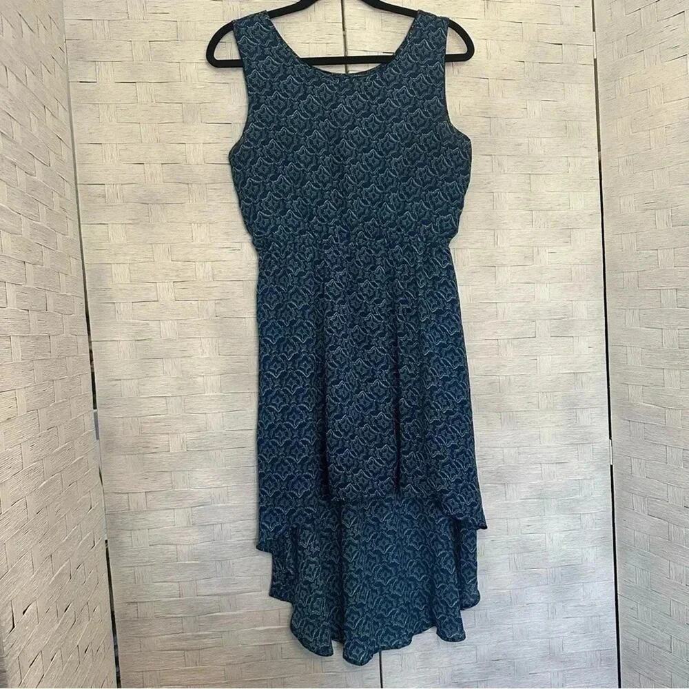 Angie‎ Womens Dress Hi-Low Blue Green Elastic Waist